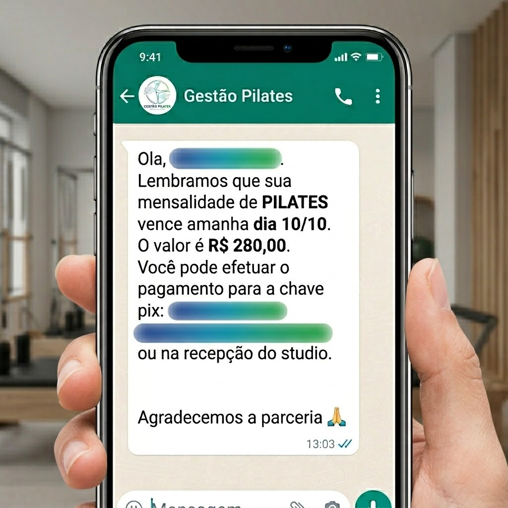 Cobrança Whatsapp Gestão Pilates